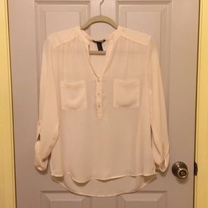 Forever 21 Sheer cream blouse